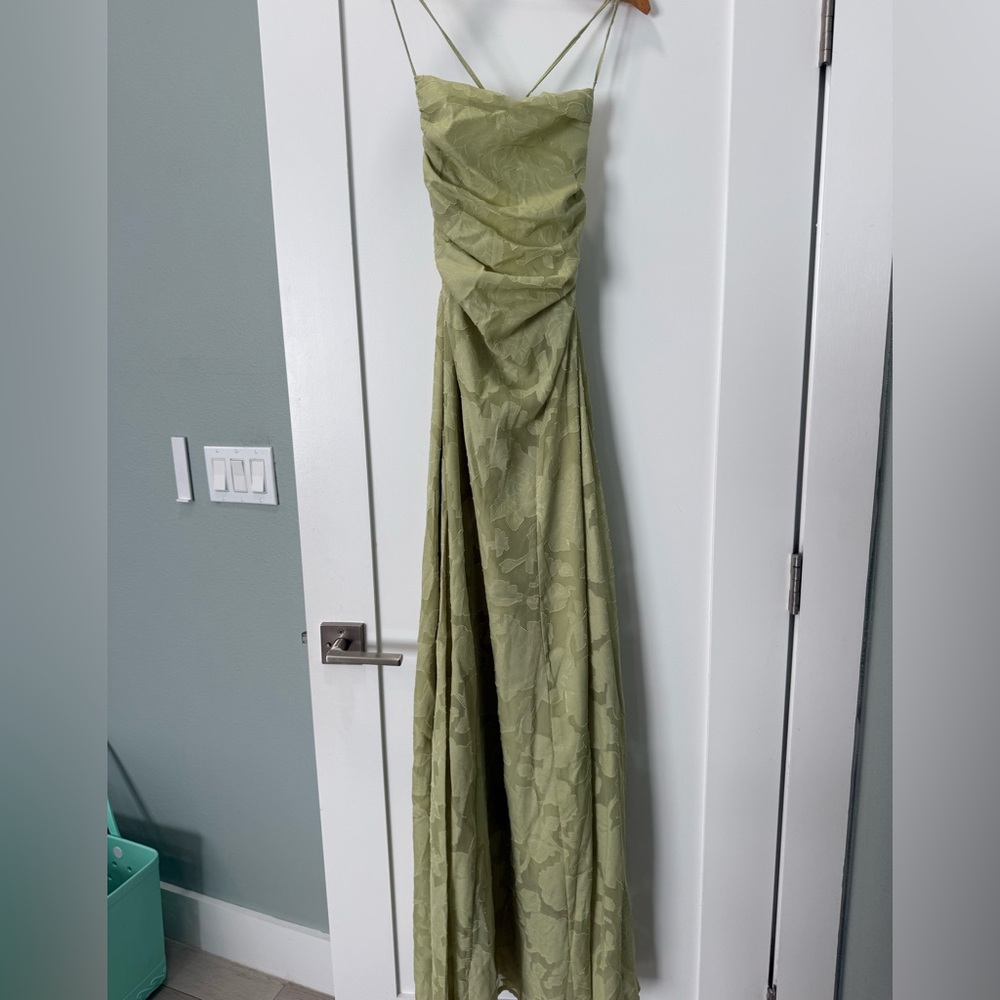 Open back light green dress